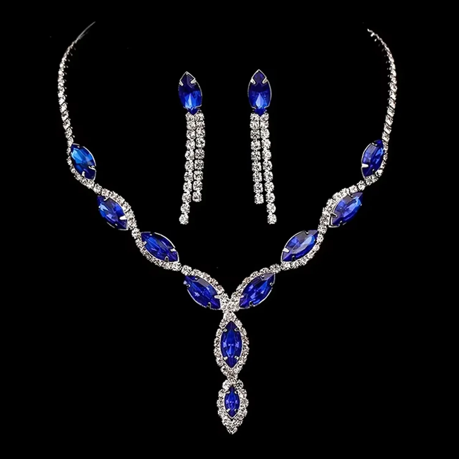 Necklace and Earrings Set Wedding Jewelry Set (1 Set / Mix Color) - Image 4
