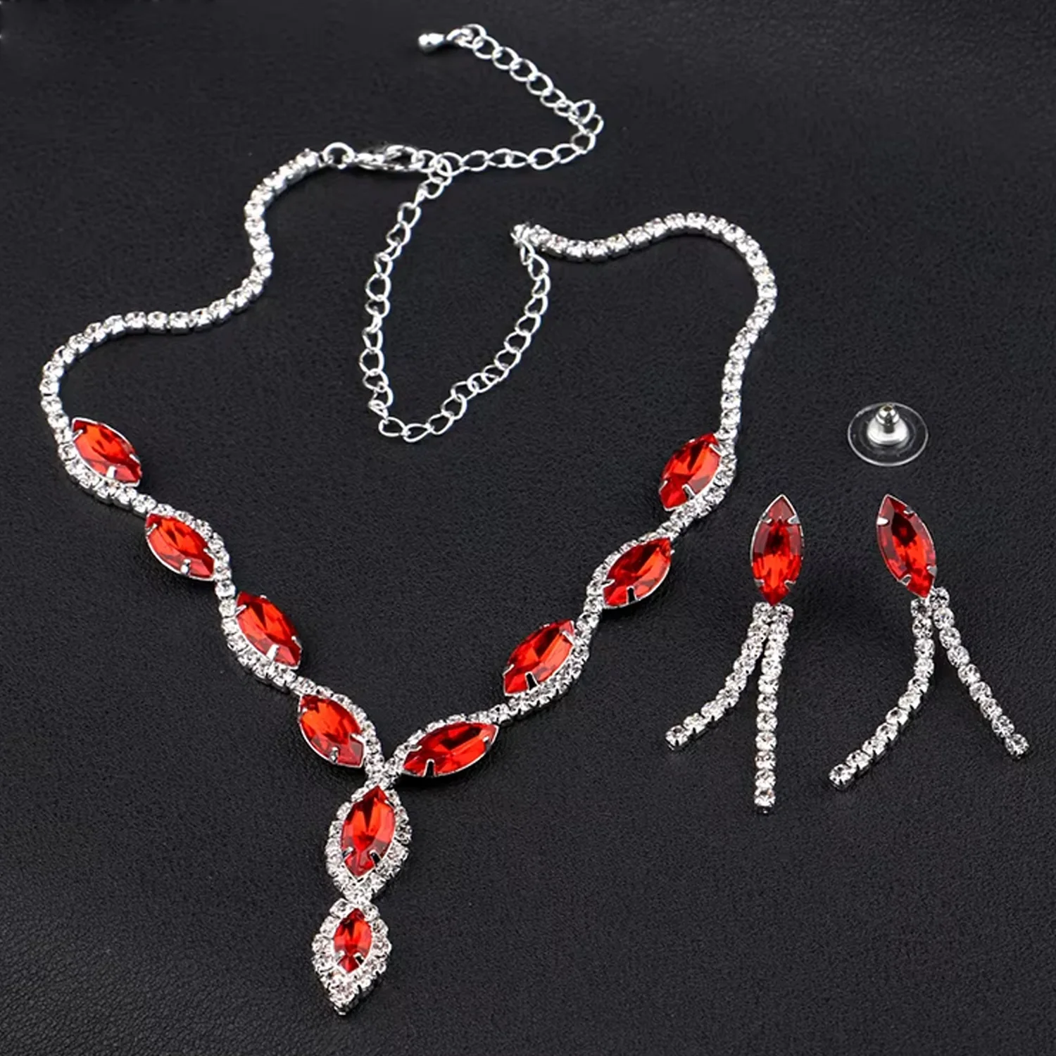 Necklace and Earrings Set Wedding Jewelry Set (1 Set / Mix Color) - Image 6
