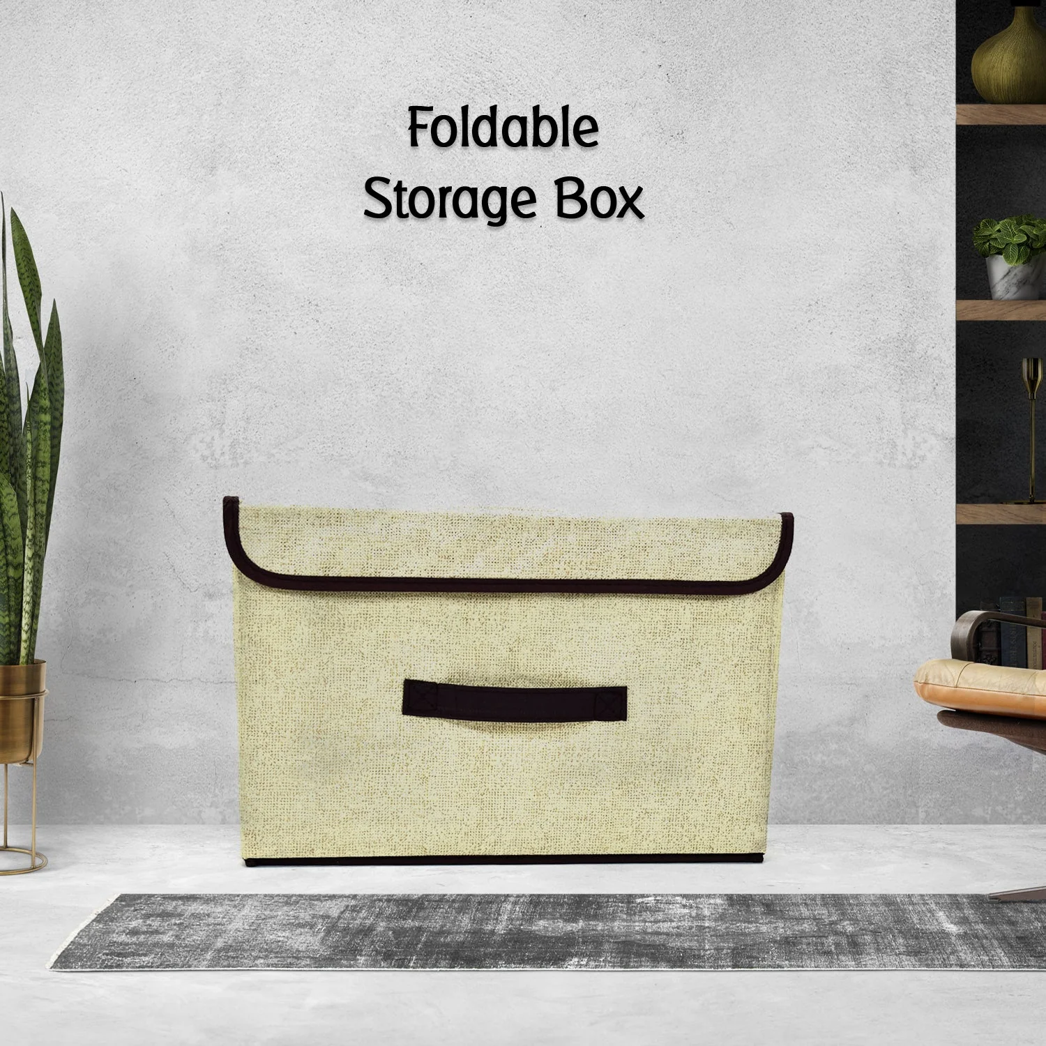 Foldable Cotton Linen Storage Box – Multi-Room Organizer with Lid & Handles - Image 3