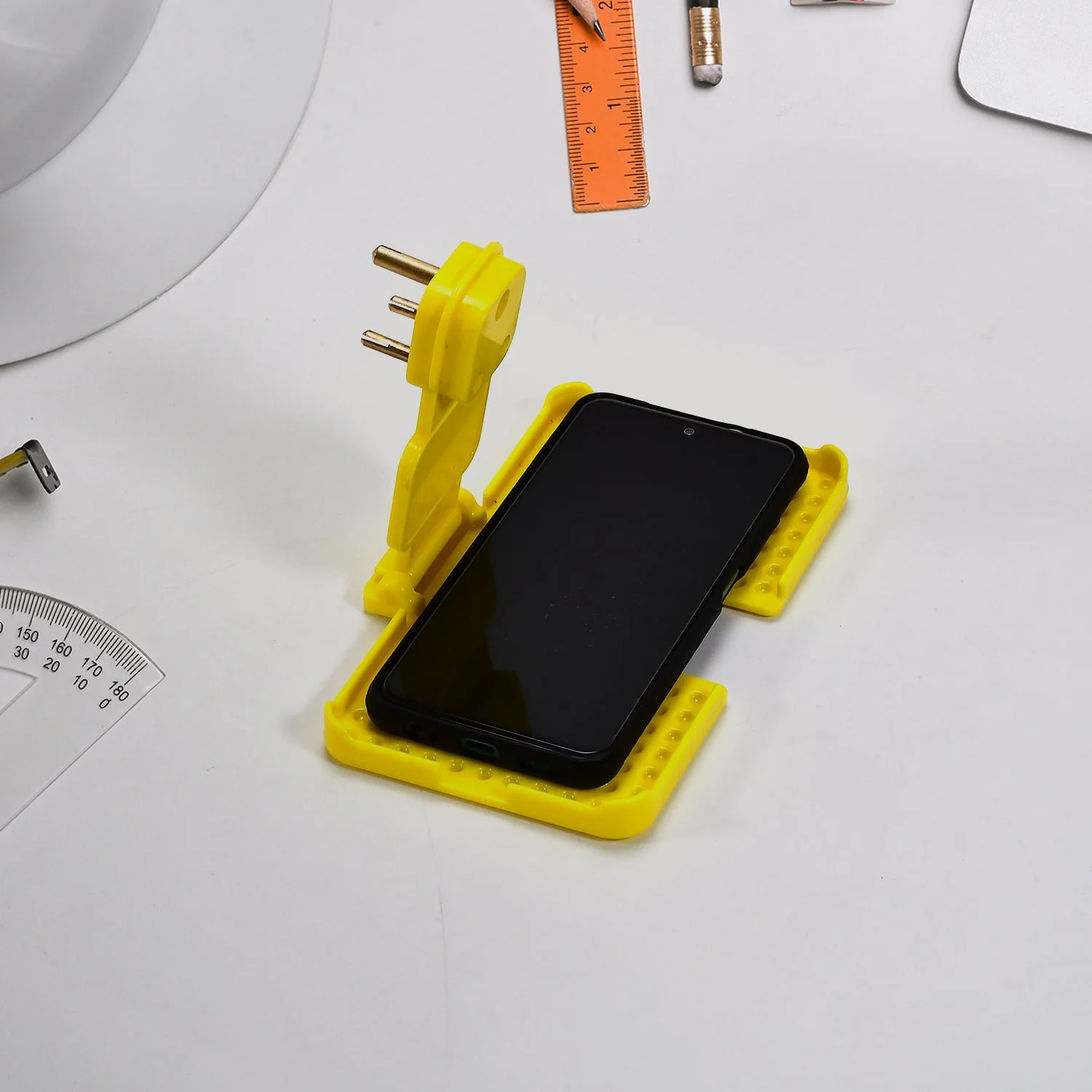 Multi-Purpose Yellow Wall Holder Stand for Mobile Charging - Image 3