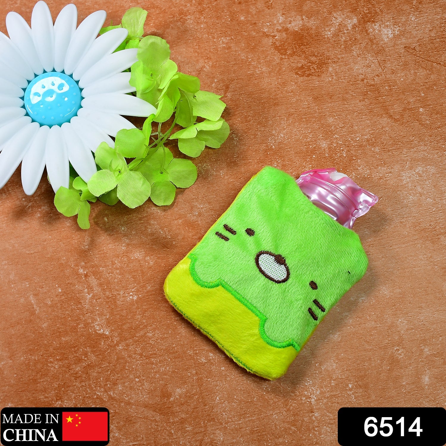 Green Kitty Hot Water Bag with Cover for Pain Relief & Warmth - Image 2