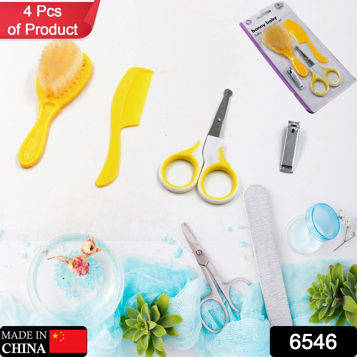 Born Baby Health Care Kit 4 in 1 Nail Clipper Brush Comb Scissors  (4 Pcs Set) - Image 2