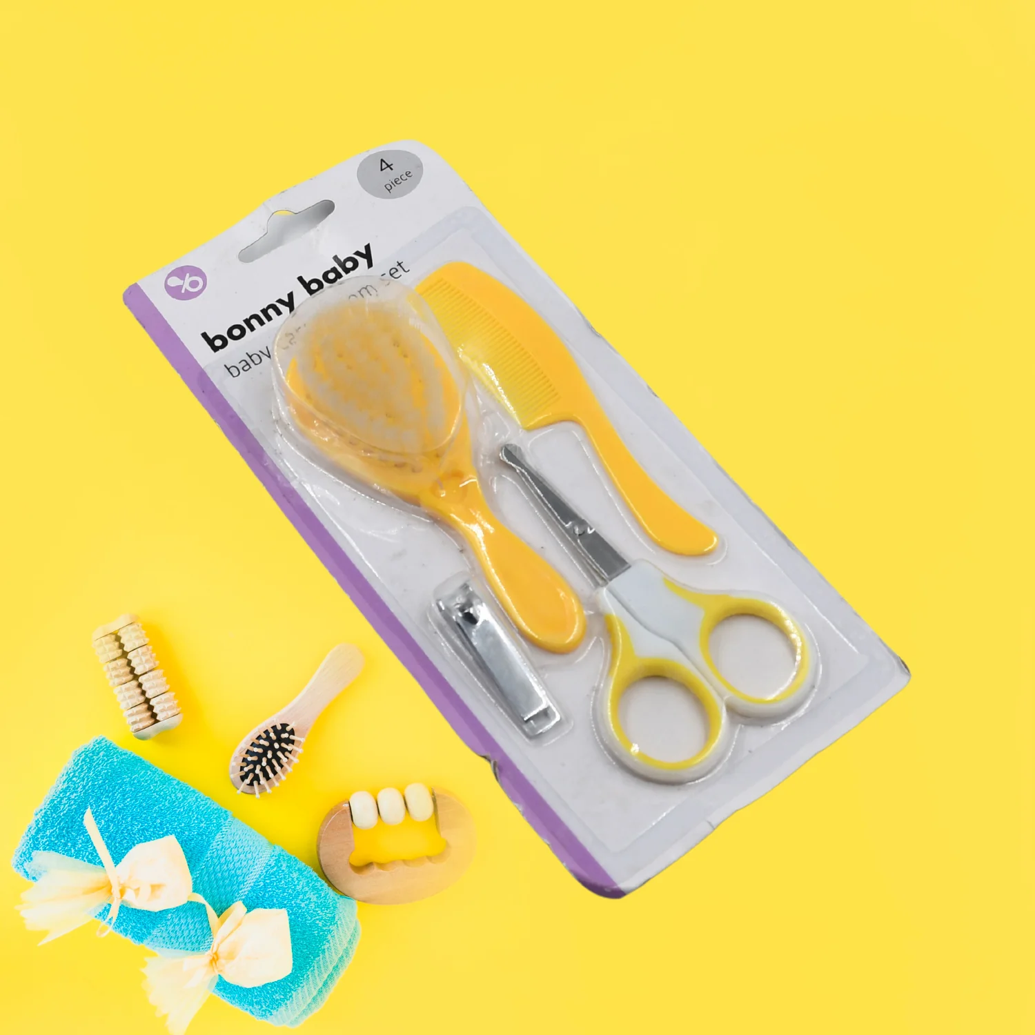 Born Baby Health Care Kit 4 in 1 Nail Clipper Brush Comb Scissors  (4 Pcs Set) - Image 5