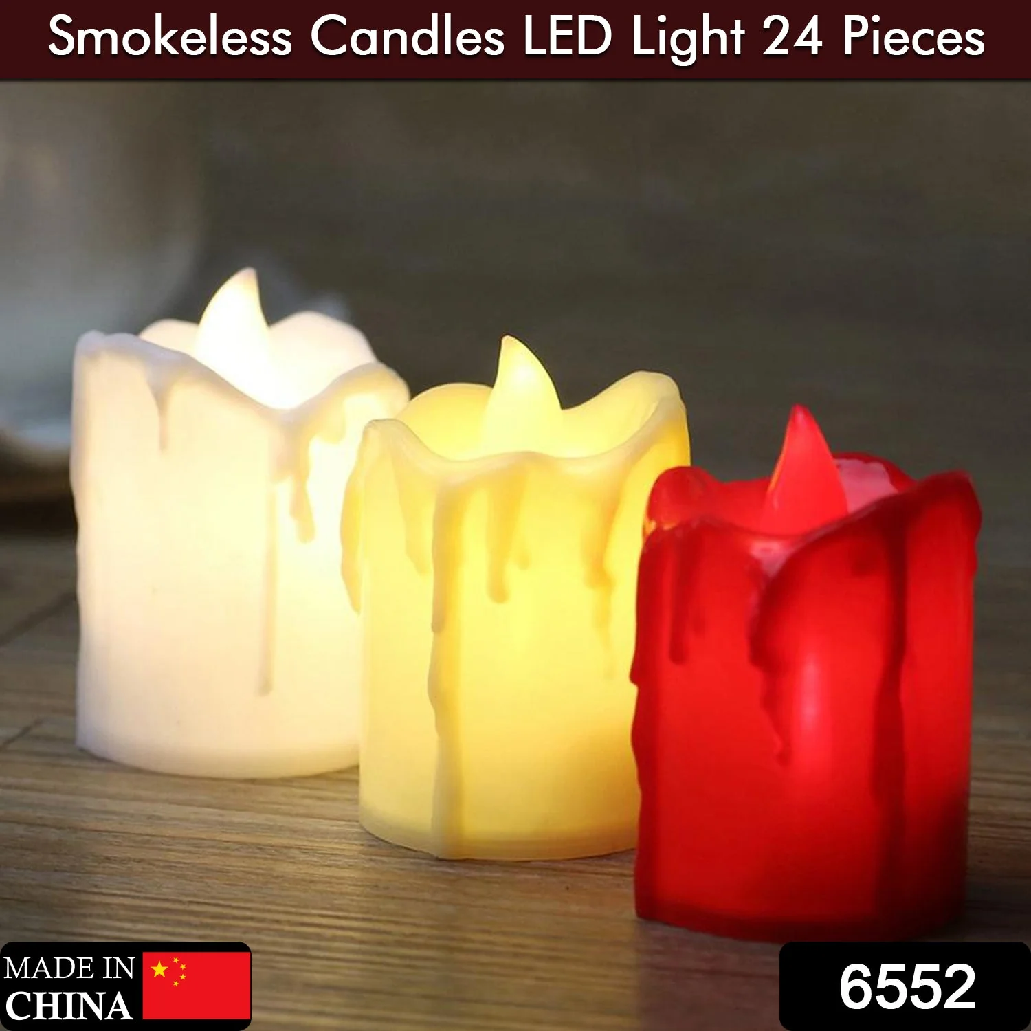 Set of 24 Multicolor Flameless Melted Design Candles for Decoration, Diwali - Image 2