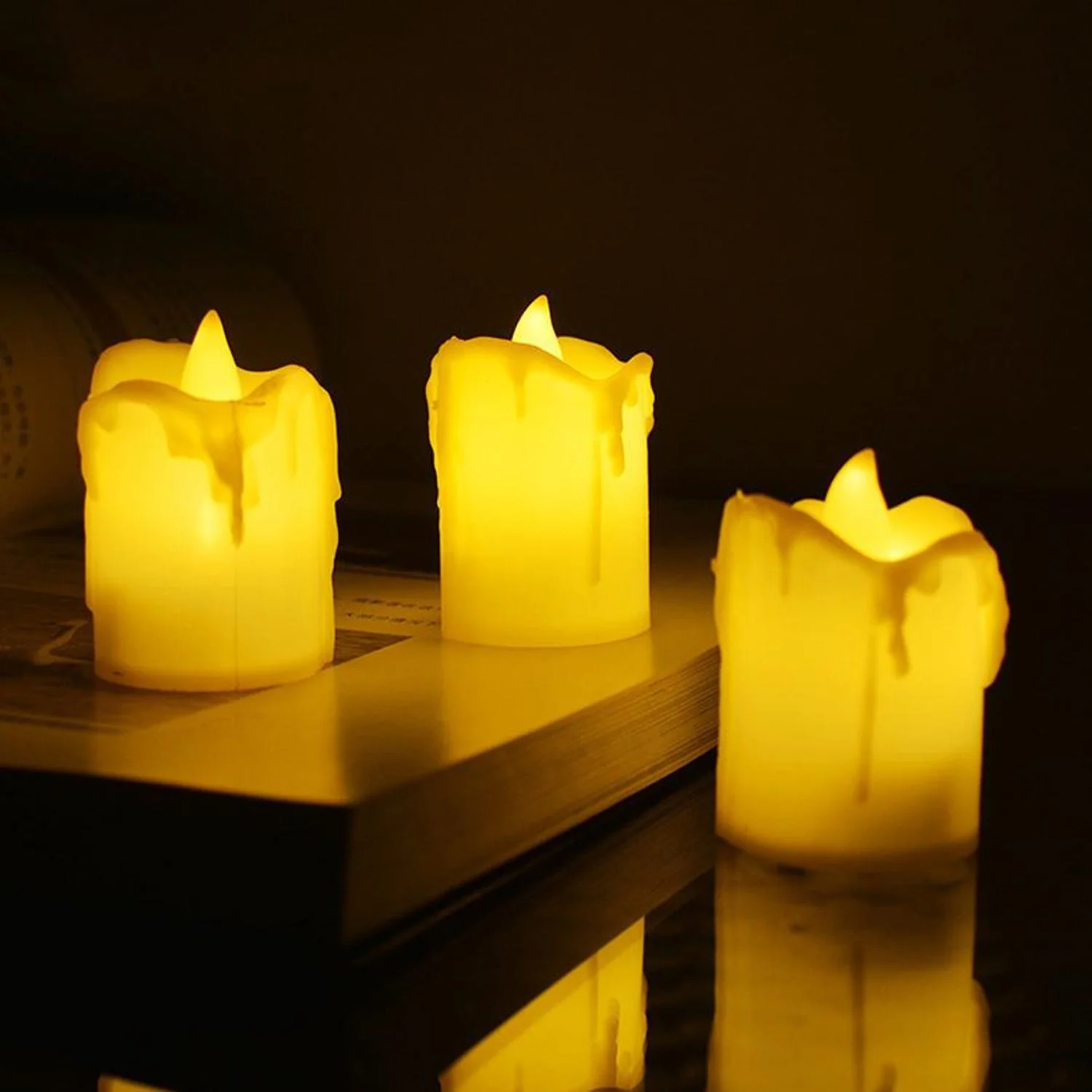 Set of 24 Multicolor Flameless Melted Design Candles for Decoration, Diwali - Image 8