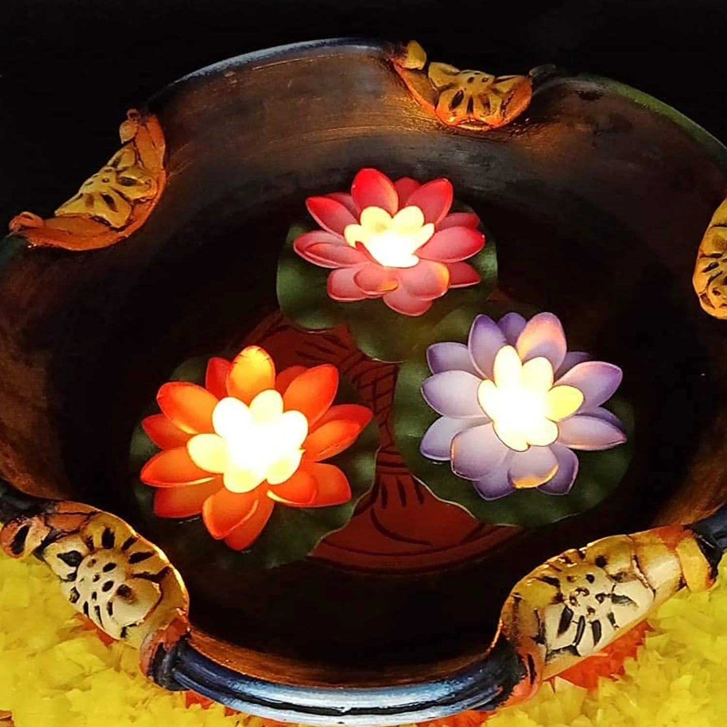 Water Floating Smokeless Candles & Lotus Flowers Sensor Led TeaLight  (Pack of 6) - Image 6