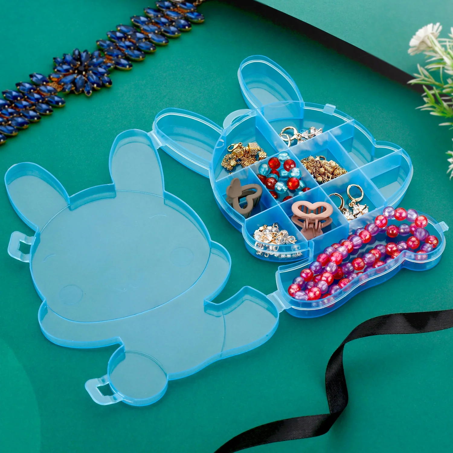 Transparent Cartoon Bear Plastic Storage Box Jewelry Organizer Holder  1 Pc - Image 7