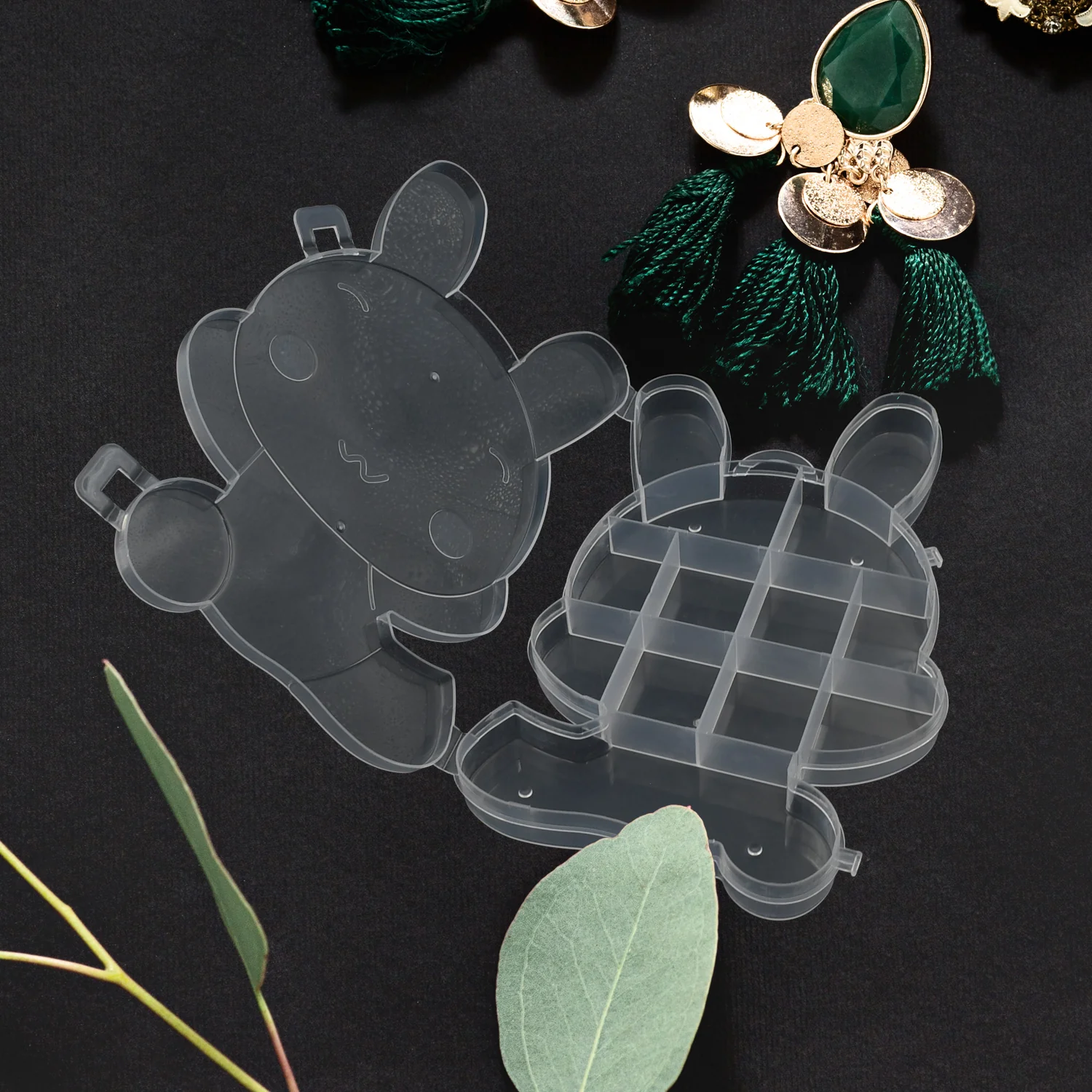 Transparent Cartoon Bear Plastic Storage Box Jewelry Organizer Holder  1 Pc - Image 8