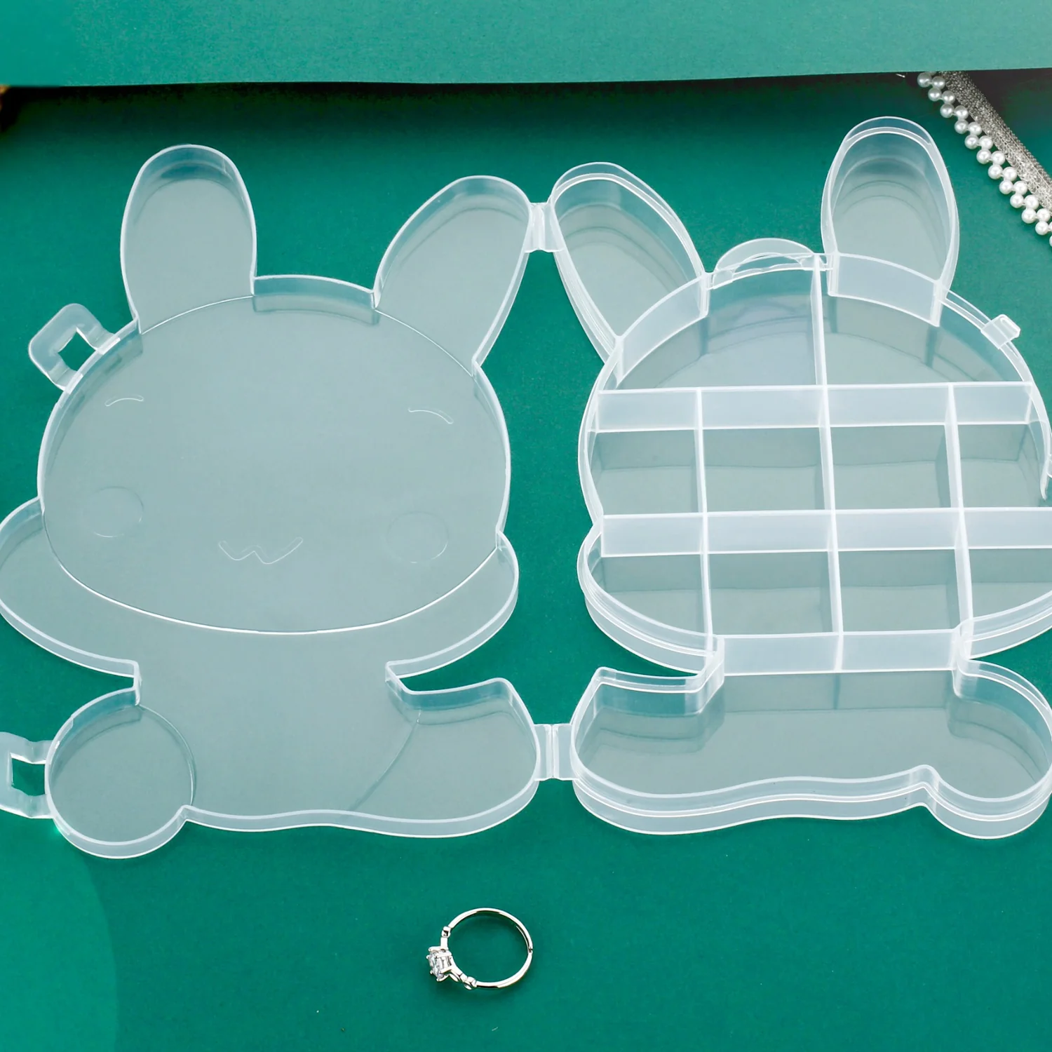 Transparent Cartoon Bear Plastic Storage Box Jewelry Organizer Holder  1 Pc - Image 9