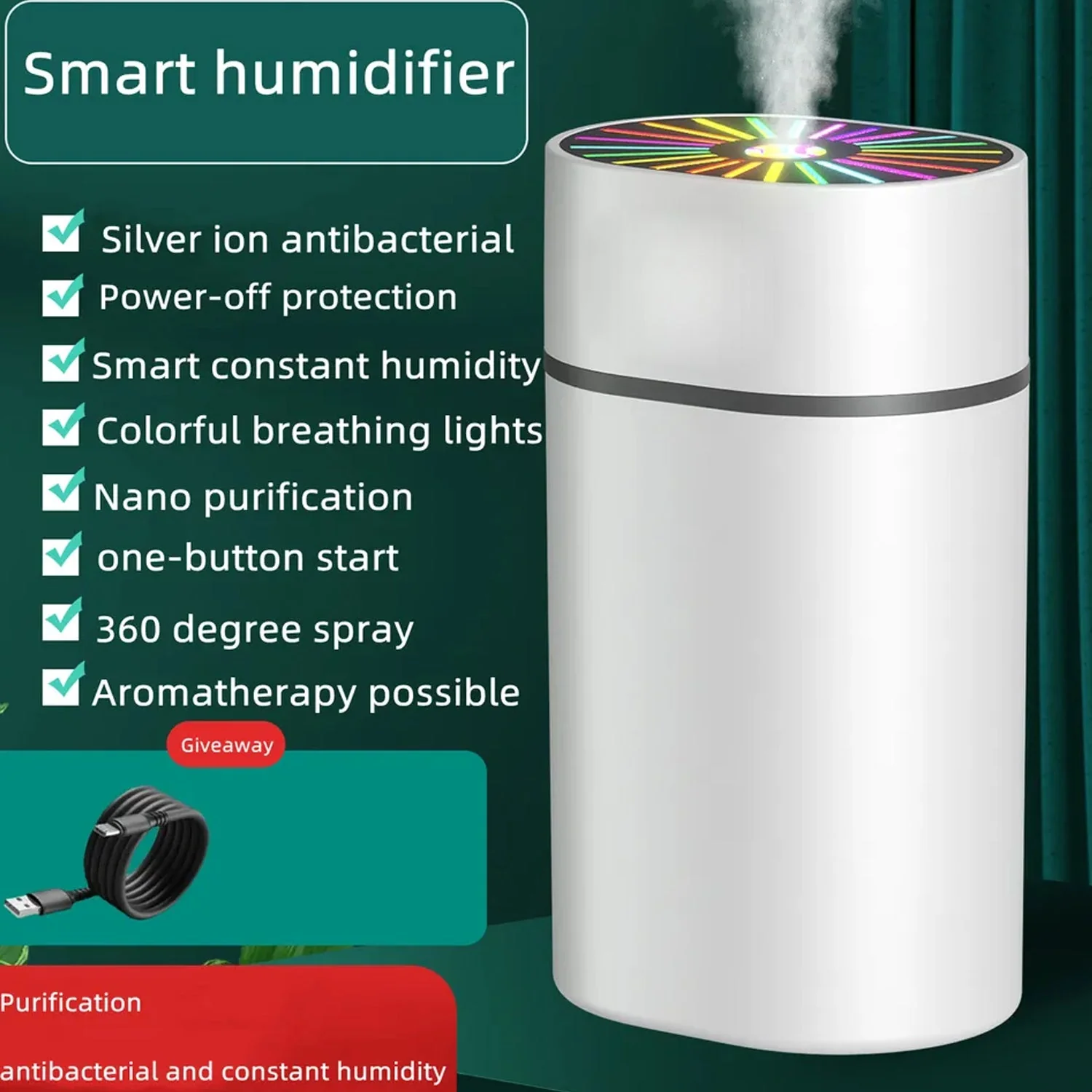 Small Humidifier With Colorful Light - Image 7