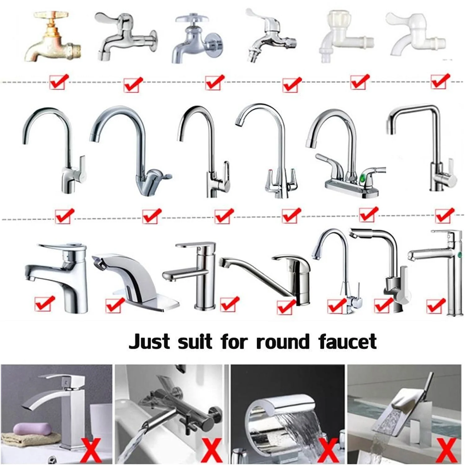 Faucet Sprayer Filter Nozzle Rotatable Adjustable Tap for Wash Basin Removable - Image 5