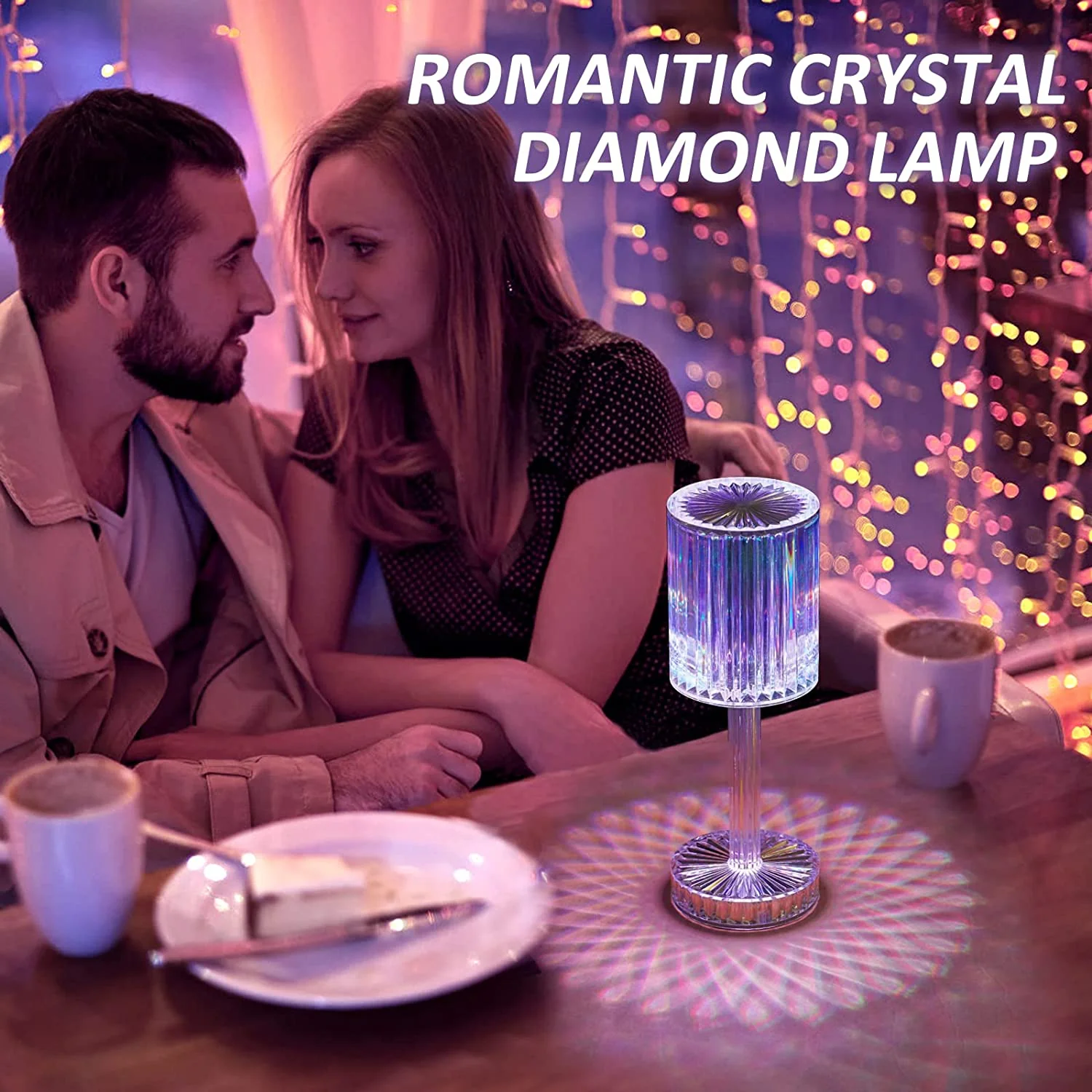 Crystal Table Lamp , Touch Control Atmosphere Nightstand Lamp With USB Charging Line - Image 9