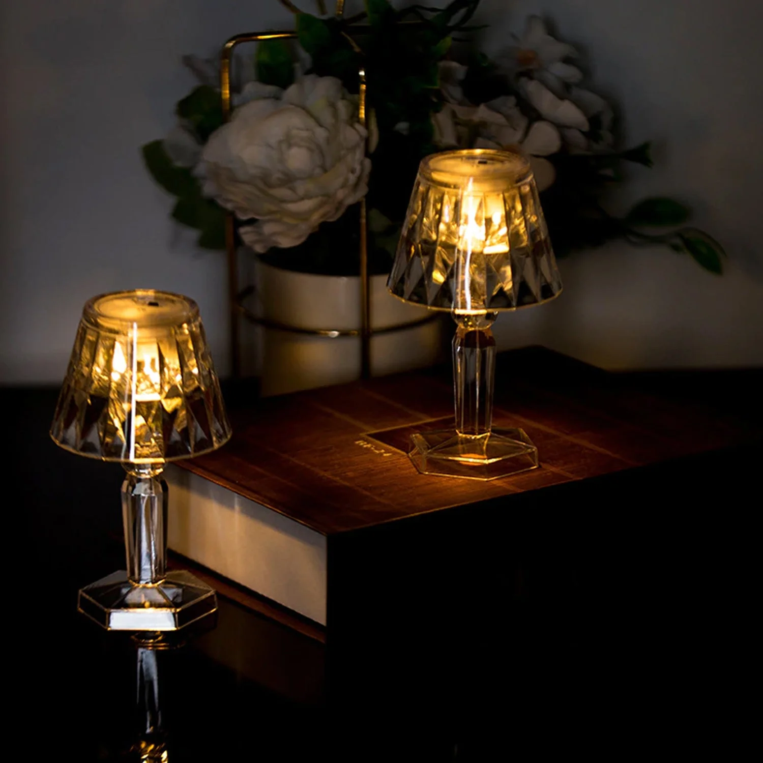 2in1 Transparent Mini Crystal Table Lamp with Reflection Light - Image 11