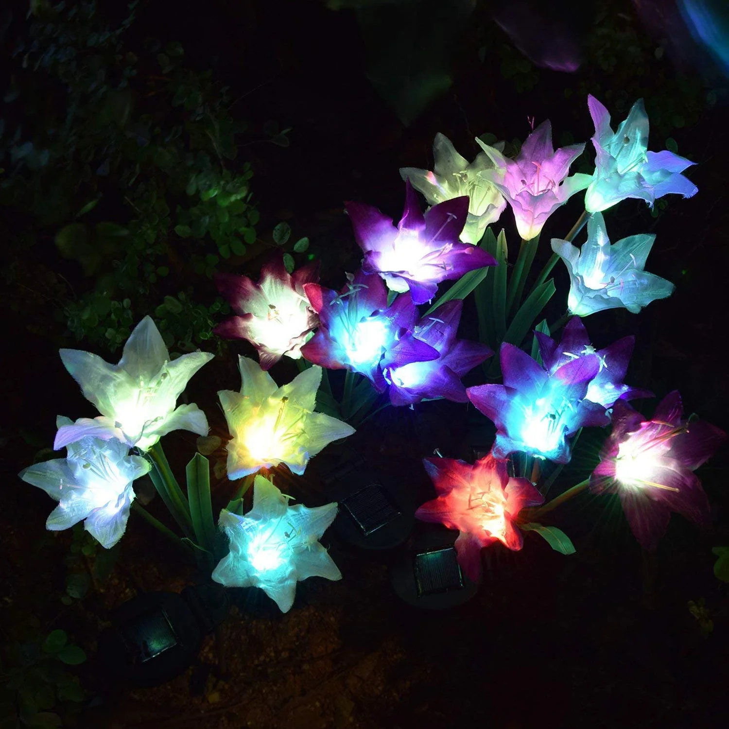 Waterproof Outdoor Solar Lily Flower Stake Lights ( Pack Of 2 pcs ) - Image 3