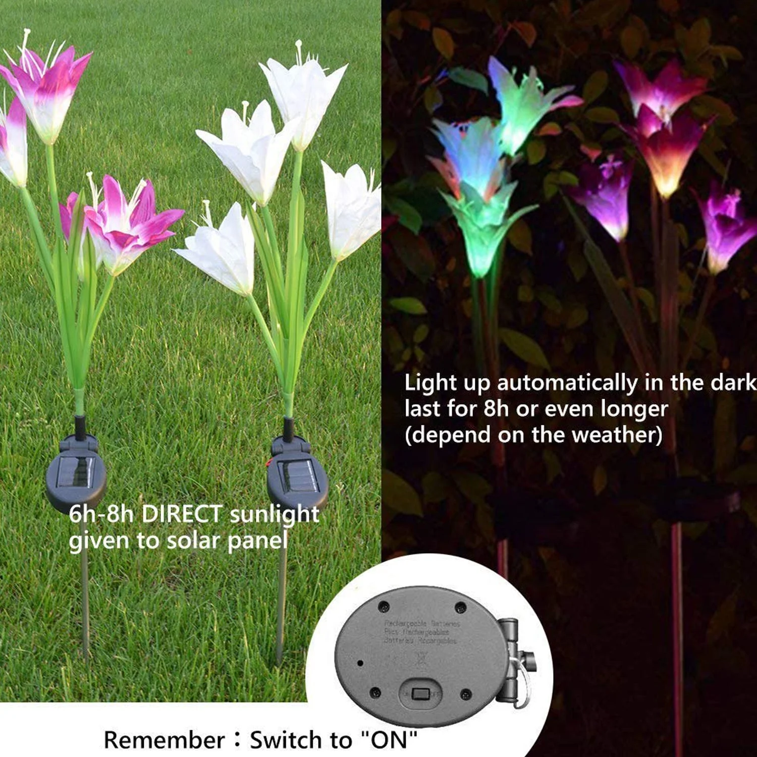 Waterproof Outdoor Solar Lily Flower Stake Lights ( Pack Of 2 pcs ) - Image 7