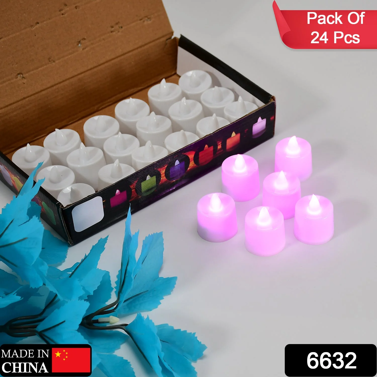 Pink Flameless LED Tealights Smokeless Decorative Candles LED Tea Light Pack of 24 - Image 2