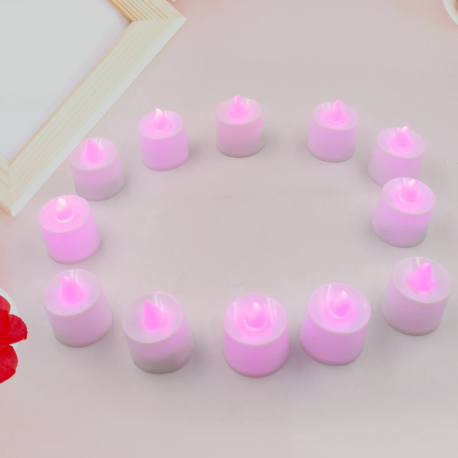 Pink Flameless LED Tealights for Festive Home Decor (Pack of 12) - Image 4