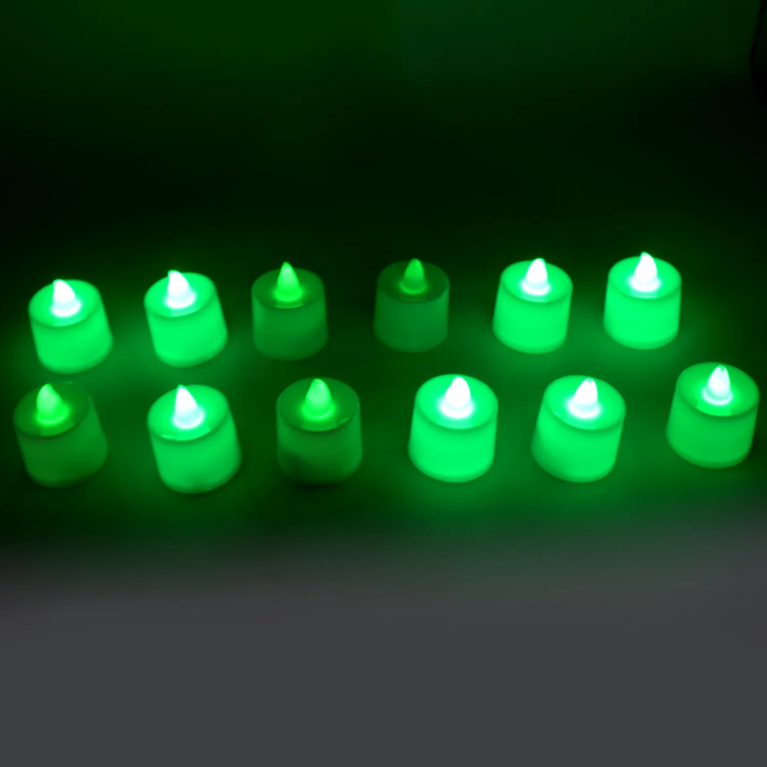 Green Flameless LED Tealights Smokeless Decorative Candles LED Tea Light Pack of 12 - Image 3