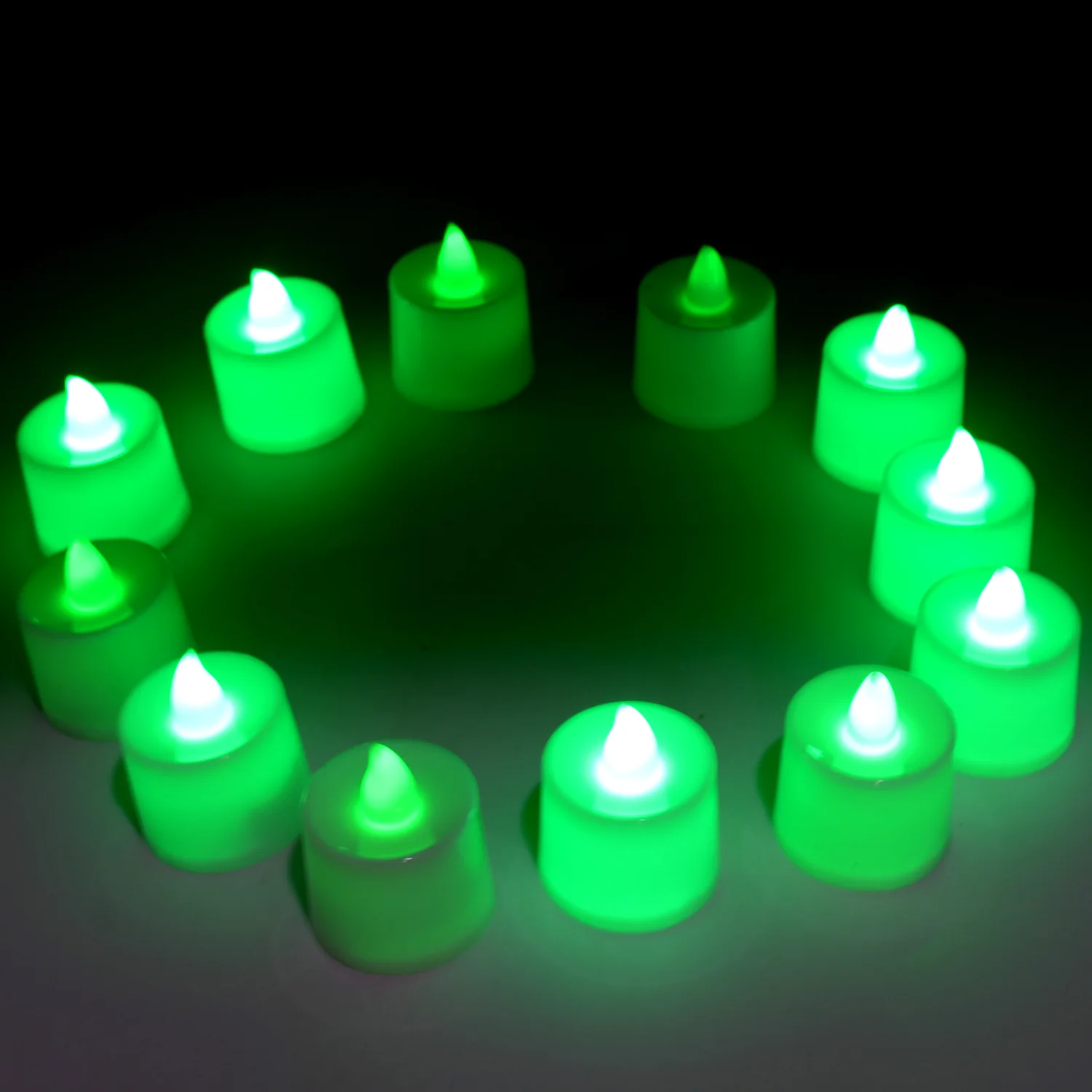 Green Flameless LED Tealights Smokeless Decorative Candles LED Tea Light Pack of 12 - Image 5