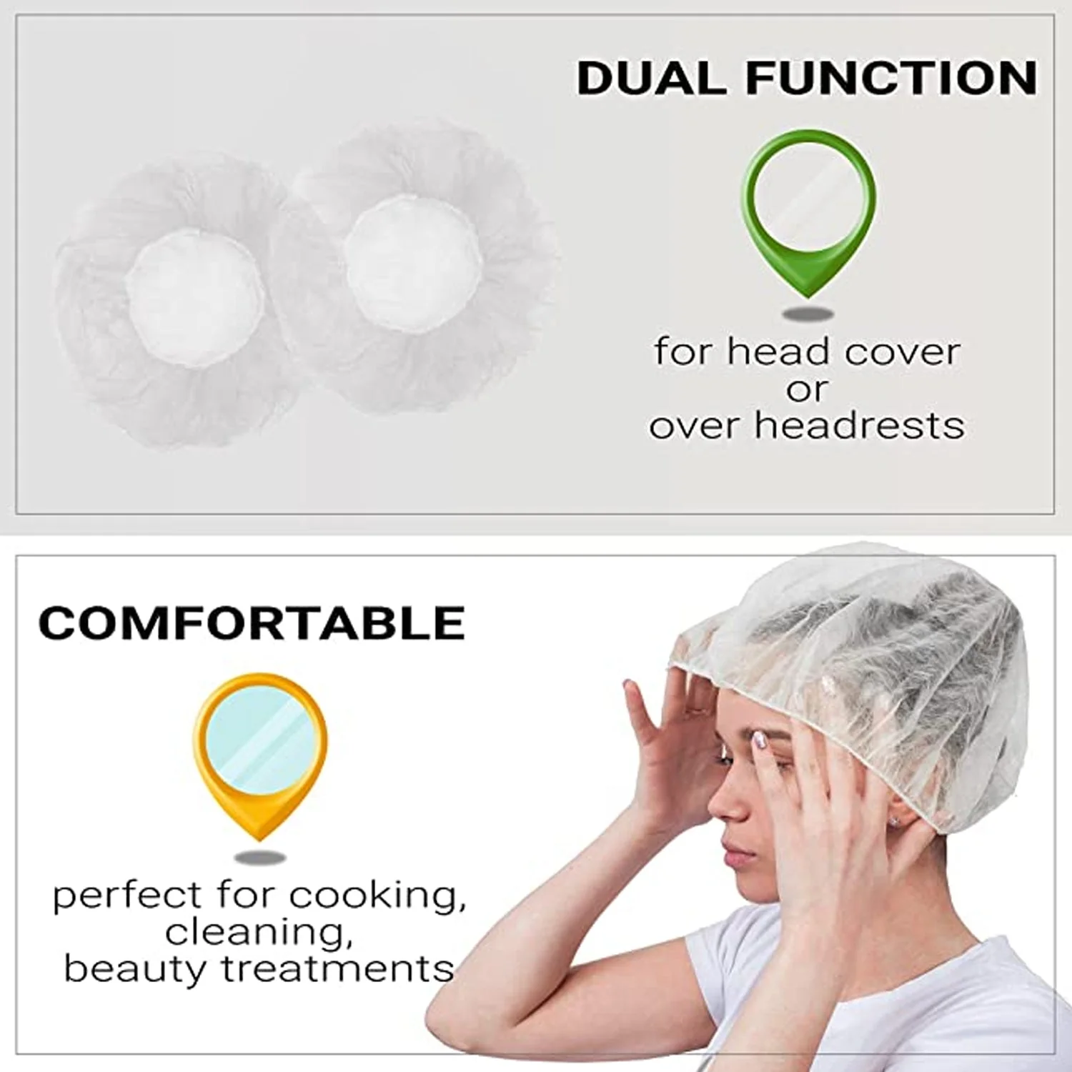 Large Disposable Waterproof Shower Caps – 12 Pack for Women, Travel & Salon - Image 3