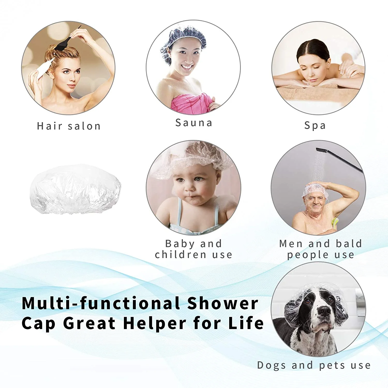 Large Disposable Waterproof Shower Caps – 12 Pack for Women, Travel & Salon - Image 4