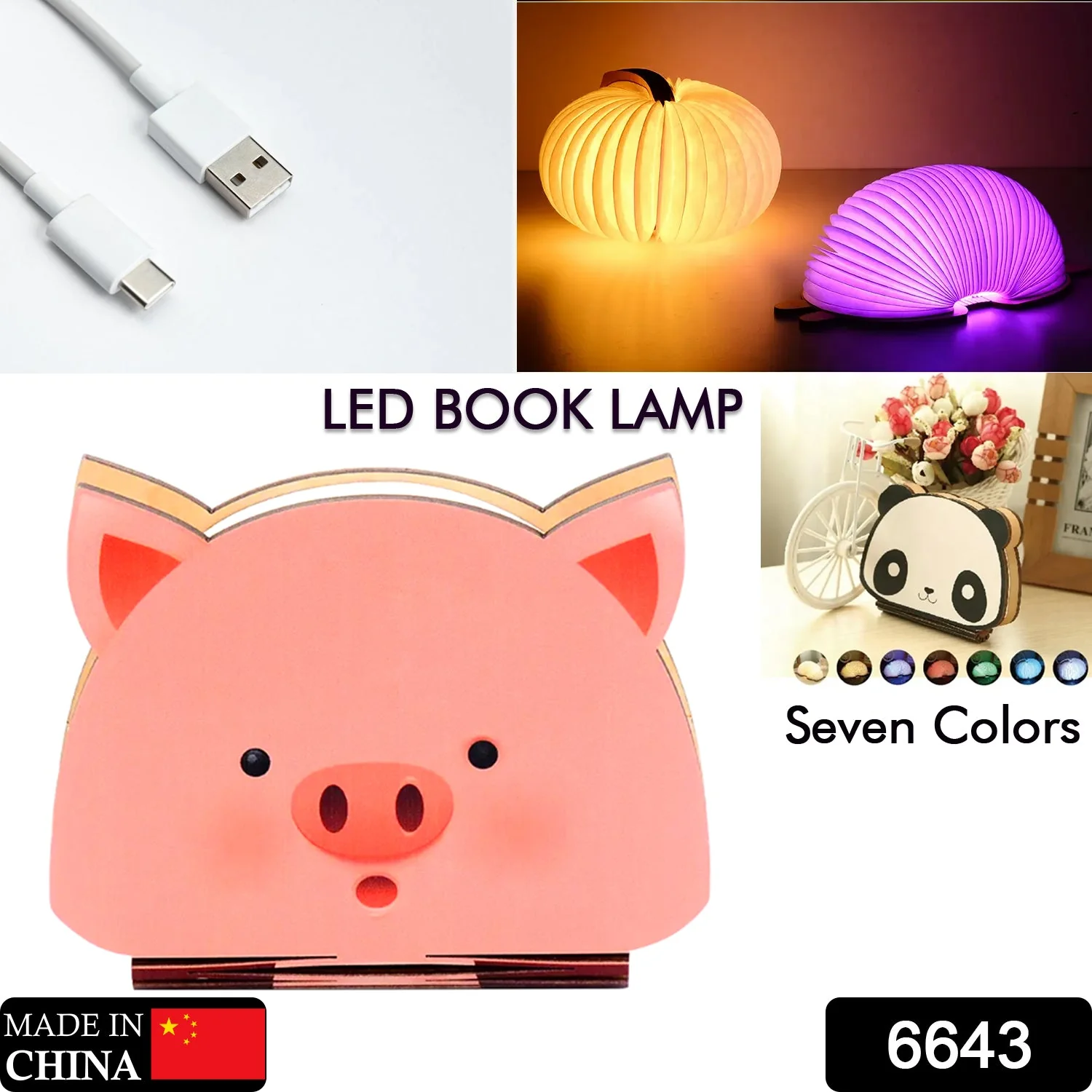 Piglet Shape LED Book Lamp with RGB Colors – Custom Christmas Gift - Image 2