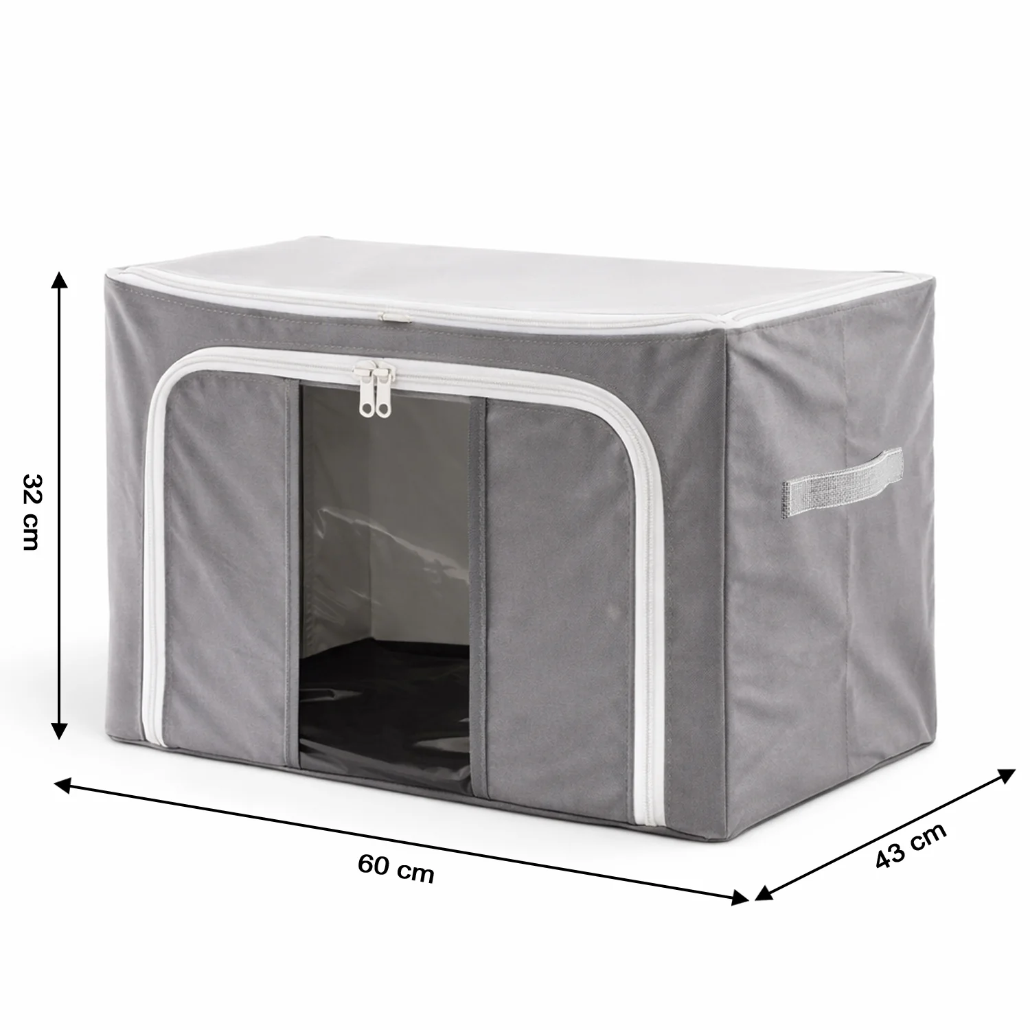Foldable Steel Frame Clothes Storage Organizer Bag 60x43x32cm (Mix Color) - Image 6