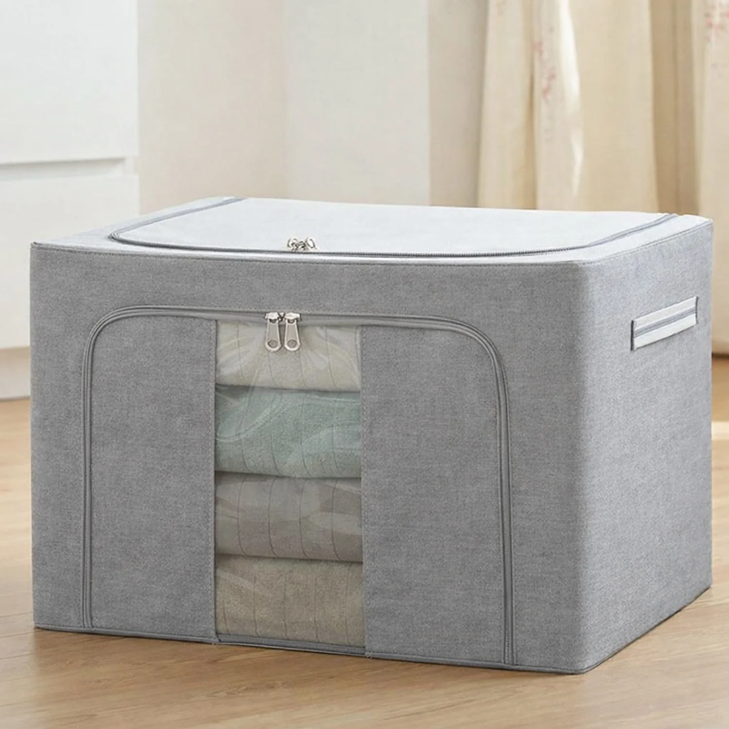 Foldable Steel Frame Clothes Storage Organizer Bag 60x43x32cm (Mix Color) - Image 7