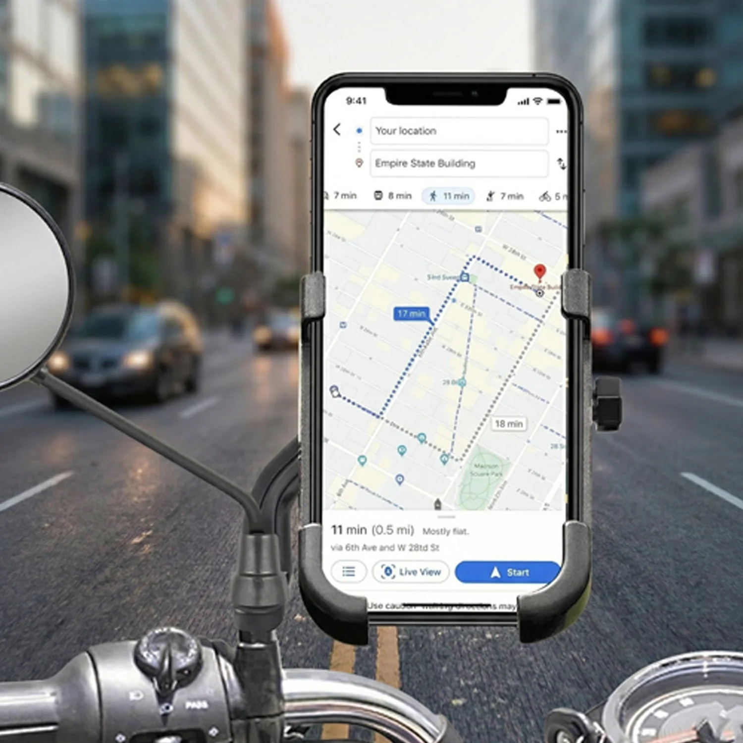 Mobile Phone Holder  View Mirror Mount Solid Metal Cradle for Bike and Phones - Image 3