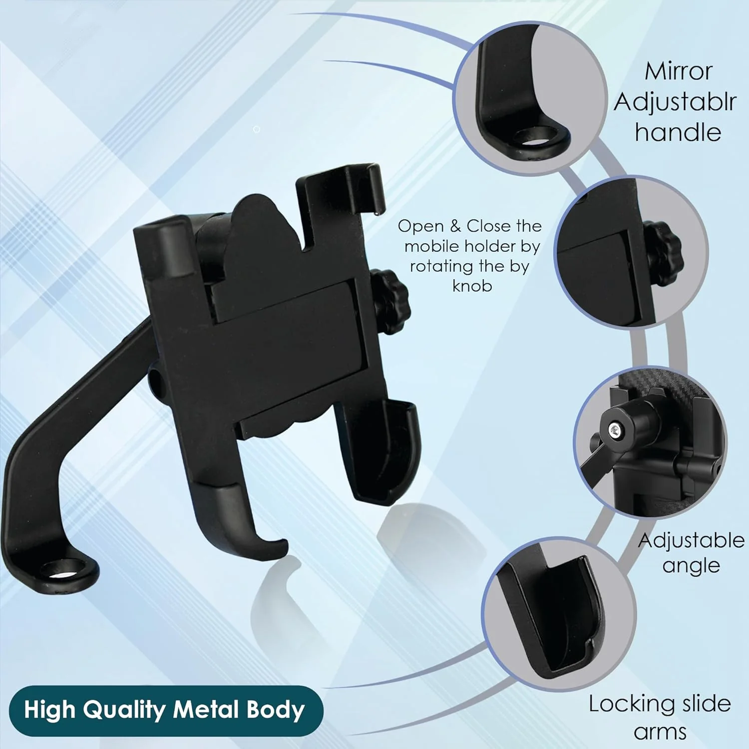 Mobile Phone Holder  View Mirror Mount Solid Metal Cradle for Bike and Phones - Image 8