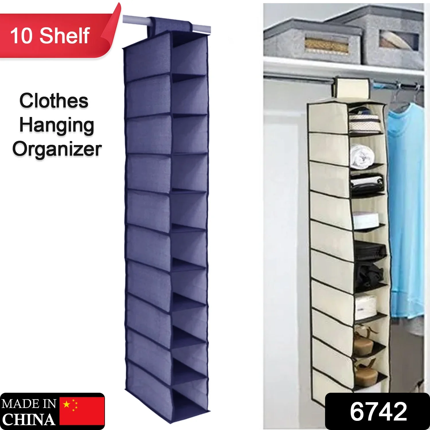 10-Tier Foldable Multipurpose Storage Rack – Collapsible Fabric Wardrobe Organizer - Image 2