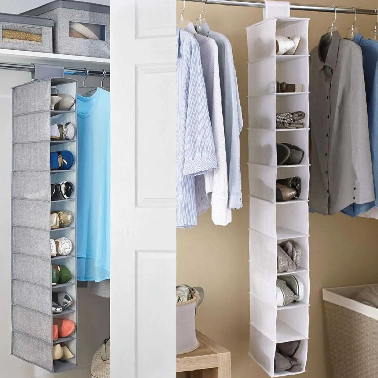 10-Tier Foldable Multipurpose Storage Rack – Collapsible Fabric Wardrobe Organizer - Image 8