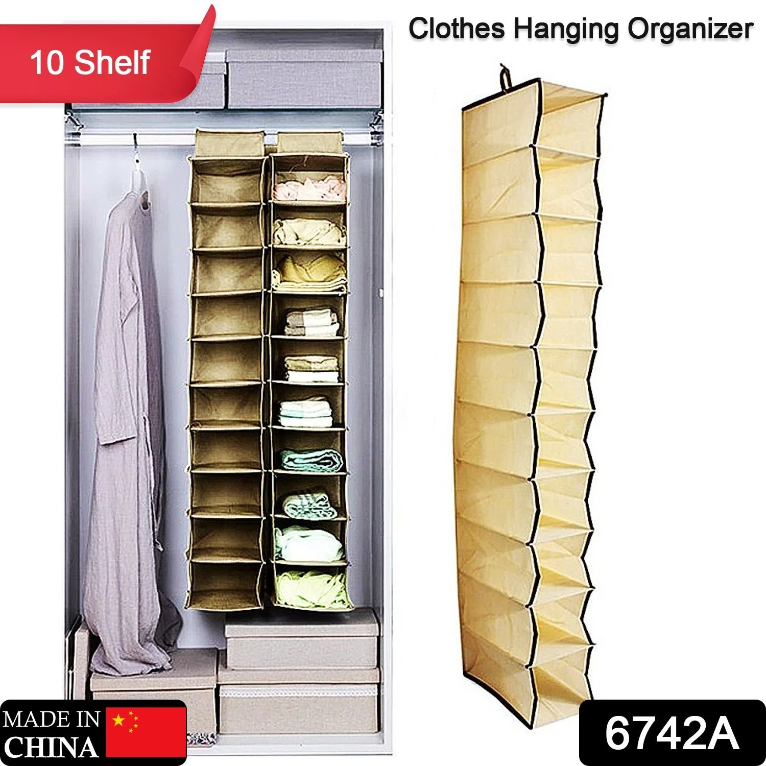 10-Tier Foldable Multipurpose Storage Rack – Collapsible Fabric Wardrobe Organizer - Image 2