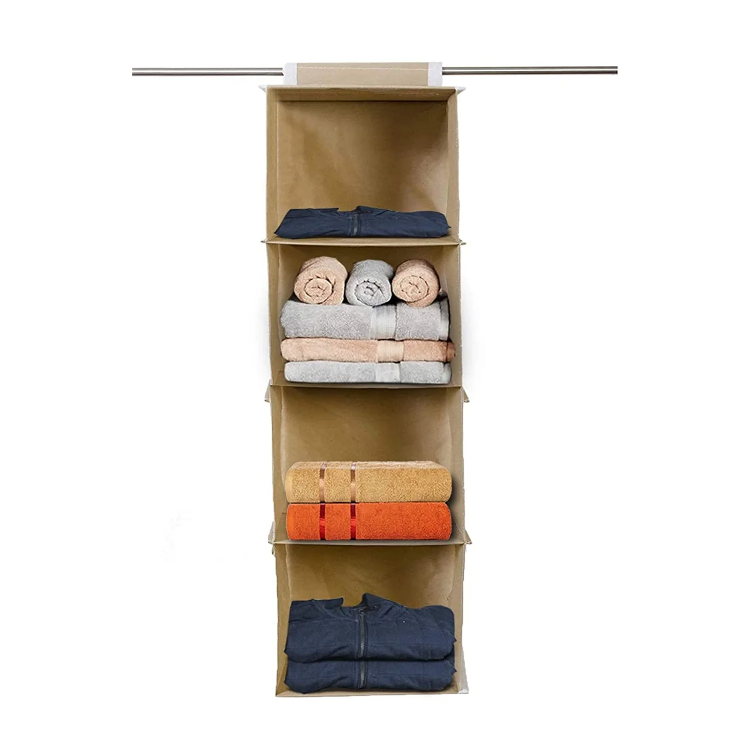 Fabric Hanging 4-Shelf Closet Cloth Organizer - Image 7