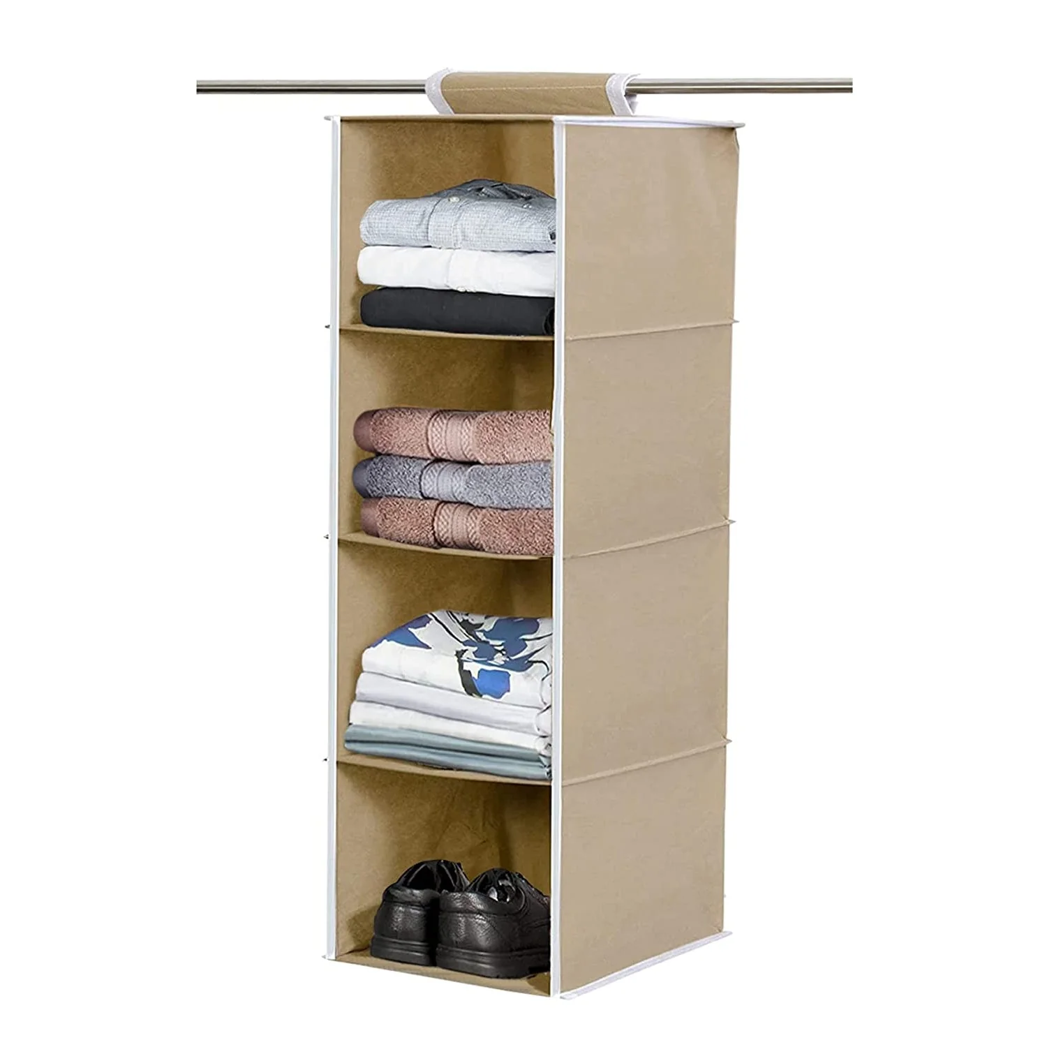 Fabric Hanging 4-Shelf Closet Cloth Organizer - Image 8