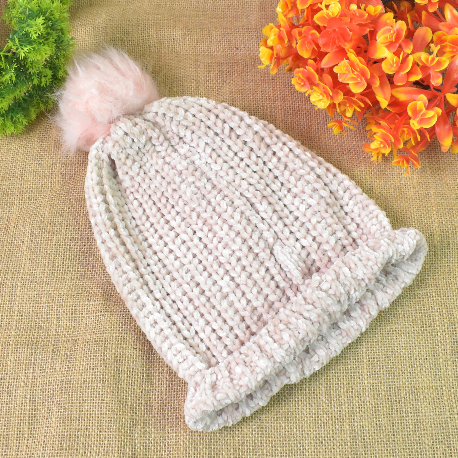Soft Winter Cap, Woolen Inside Fur Beanie Cap (1 Pc / Mix Design & Color) - Image 7