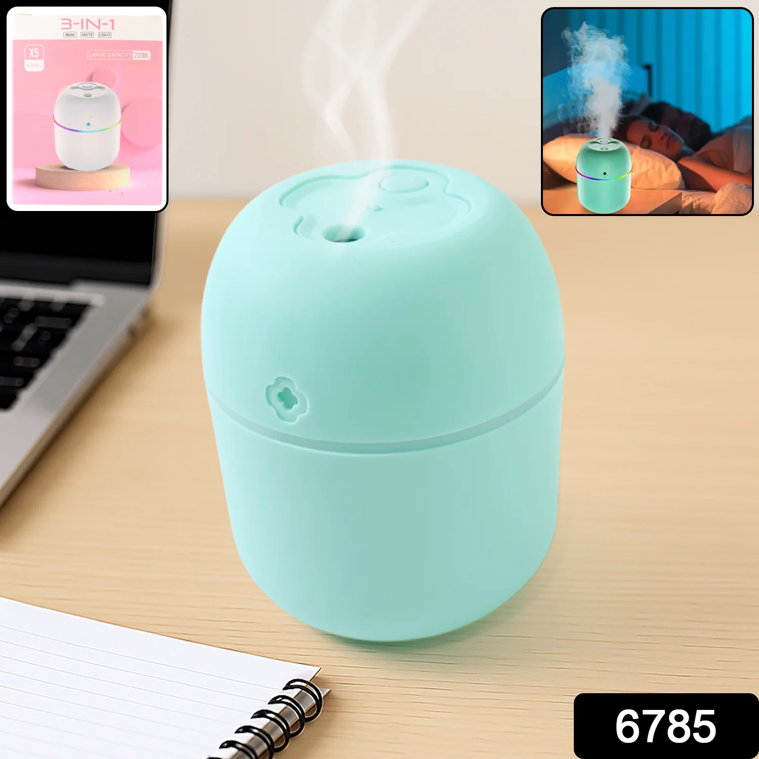 Portable Mini USB Humidifier with Light – Cool Mist & Essential Oil Diffuser (250ML) - Image 2