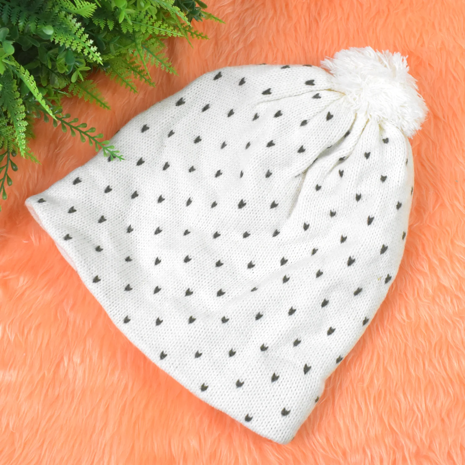 Big Soft Winter Cap, Woolen Inside Fur Beanie Cap (1 Pc / Mix Design & Color) - Image 5