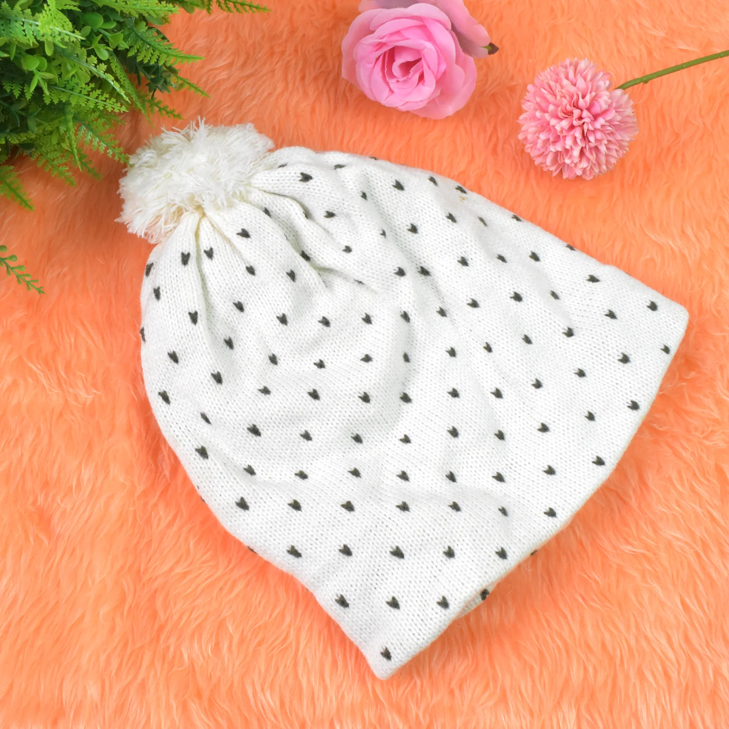 Big Soft Winter Cap, Woolen Inside Fur Beanie Cap (1 Pc / Mix Design & Color) - Image 6