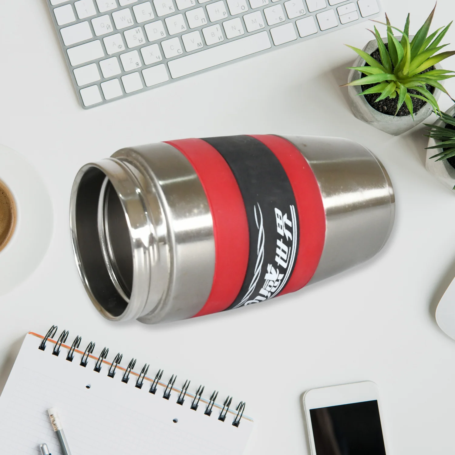 Steel Travel Mug / Tumbler / Cup, Double Walled With Rubber Grip 400ml. - Image 4