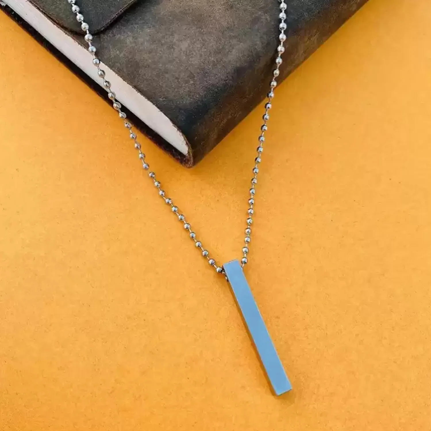 Plain Stick Shape Locket With Chain Stainless Steel Necklace (1 Pc) - Image 6