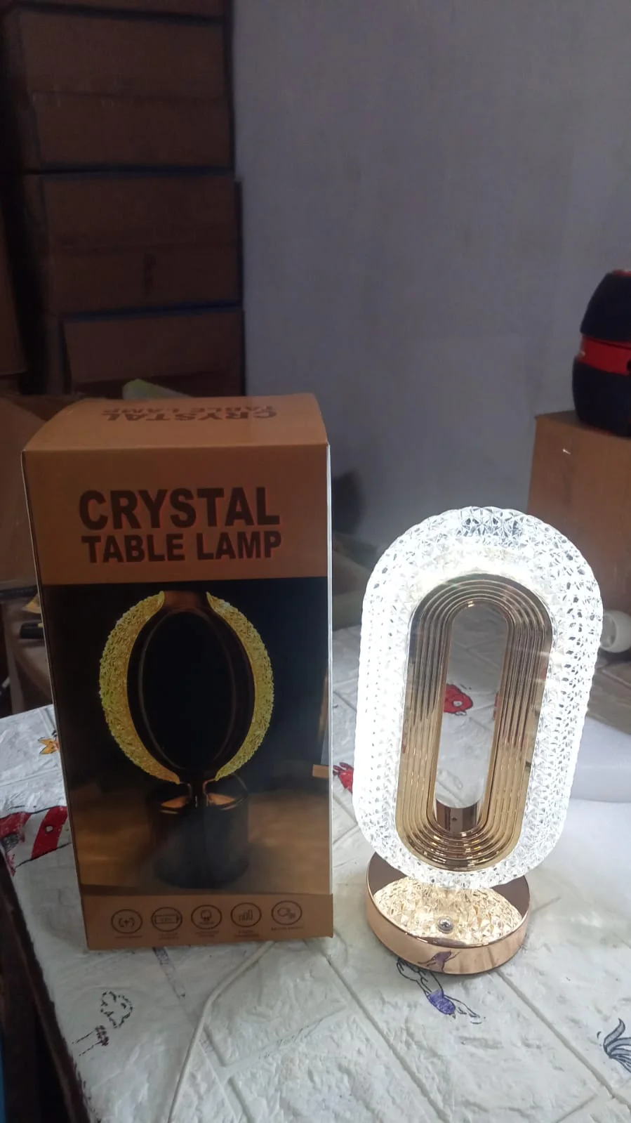 Touch Control Crystal Table Desk Lamp, 3-Way Dimmable Light, USB Rechargeable Crystal Diamond Table Lamp, Exquisite Night Stand Light Lamp Beside Lamp for Bedroom Living Room, Decorative Desk Lamp, Diwali - Image 9