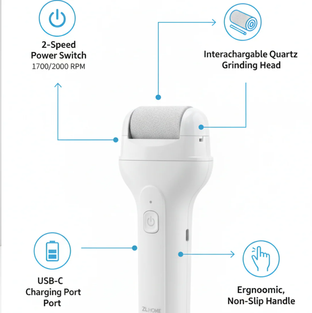 Portable Electric Foot File – Rechargeable Callus Remover & Pedicure Tool Smooth Feet - Image 4