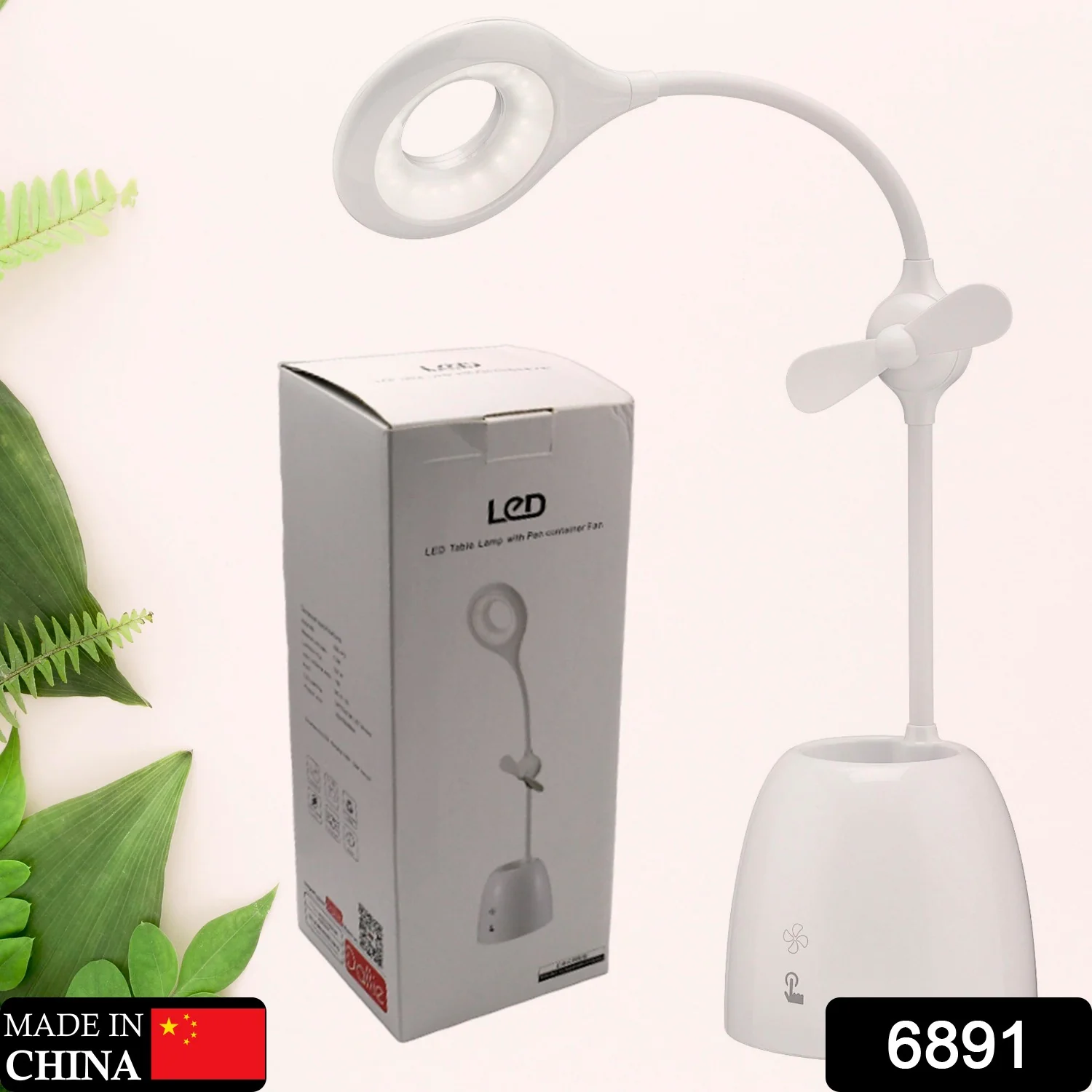 Rechargeable LED, LED Desk Lamp with Pen Container Fan, Interior Lighting for Study, Children's Room, Bedroom or Office, Perfect for Emergency, Study, Reading and Home USB Cable Included - Image 2