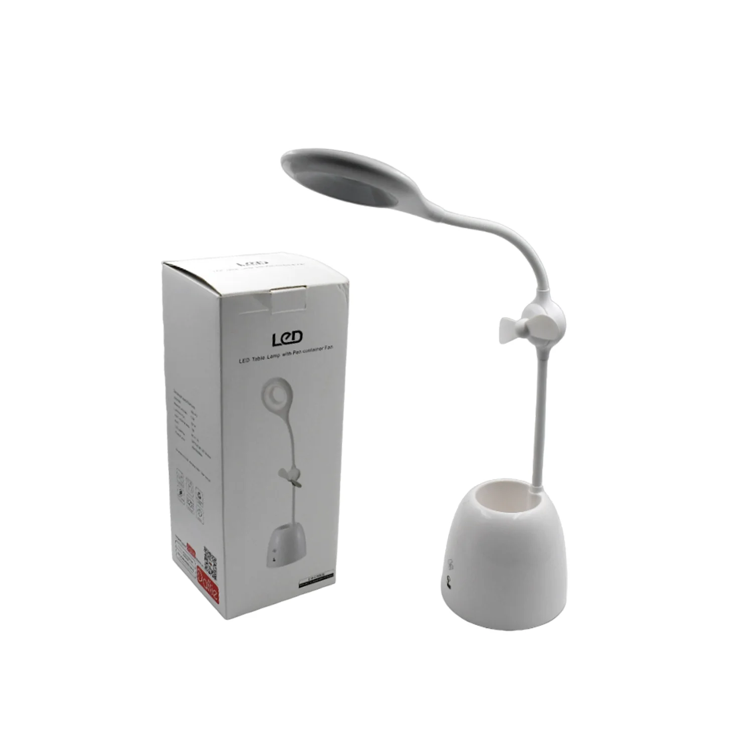Rechargeable LED, LED Desk Lamp with Pen Container Fan, Interior Lighting for Study, Children's Room, Bedroom or Office, Perfect for Emergency, Study, Reading and Home USB Cable Included - Image 4