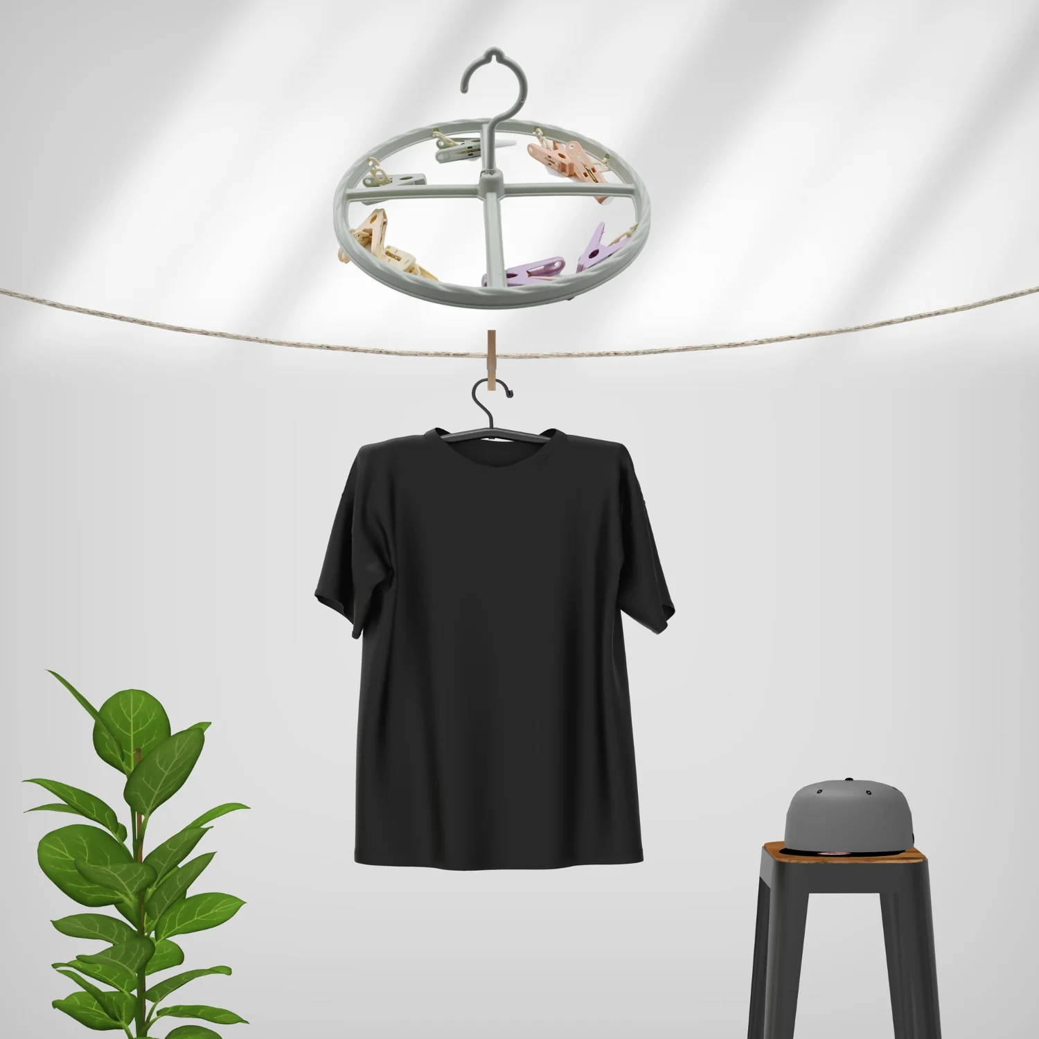 Drying Rack with 8 Clothespin Clips Sock & Underwear Hanger - Image 3