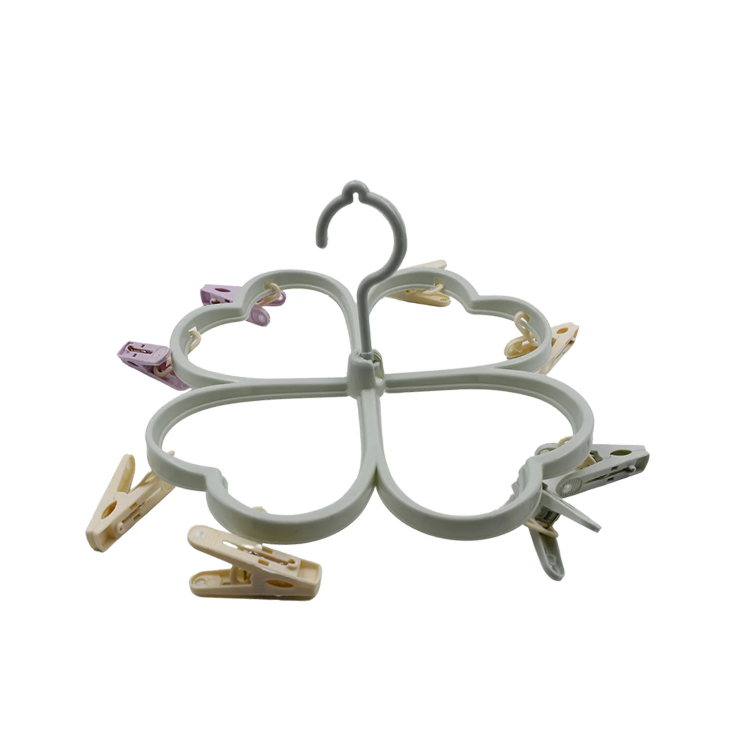 Heart Shape Cloth Drying Rack with 8 Clips for Socks, Baby Clothes, Towels - Image 4