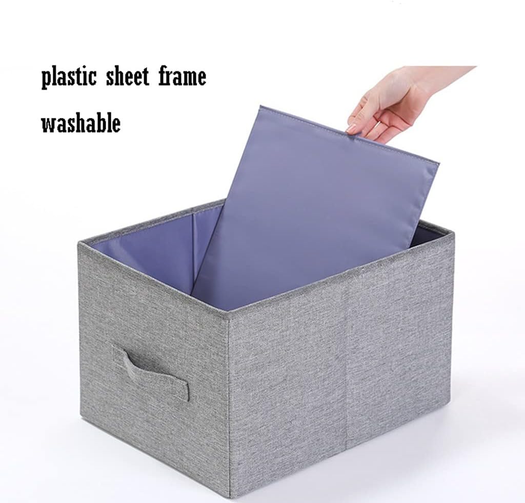 FOLDABLE STORAGE BOX WITH LID AND HANDLES, COTTON AND LINEN STORAGE BINS AND BASKETS ORGANIZER FOR NURSERY, CLOSET, BEDROOM, HOME - Image 5