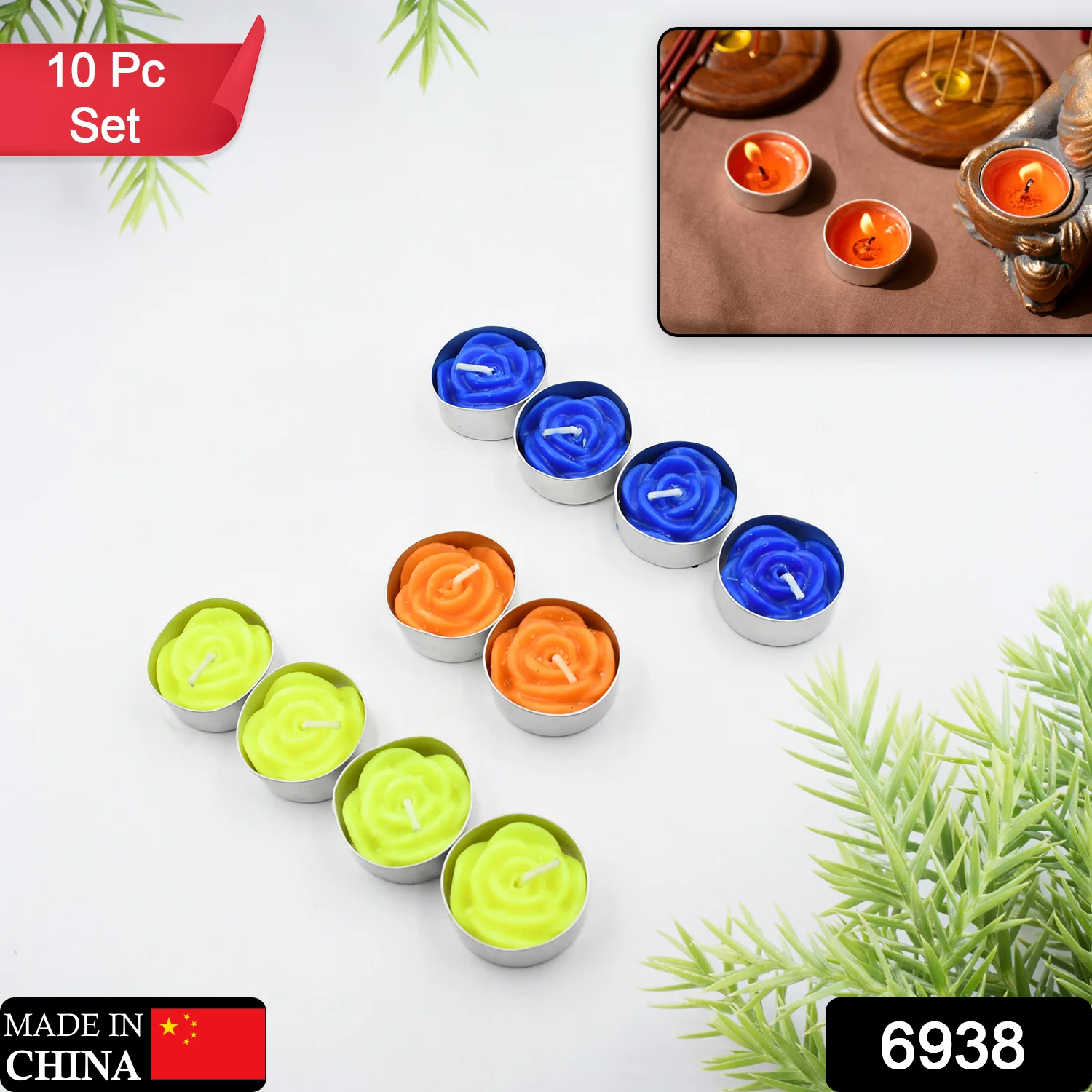 Rose Flower tealight candles (Pack of 10 Pcs.) - Image 2