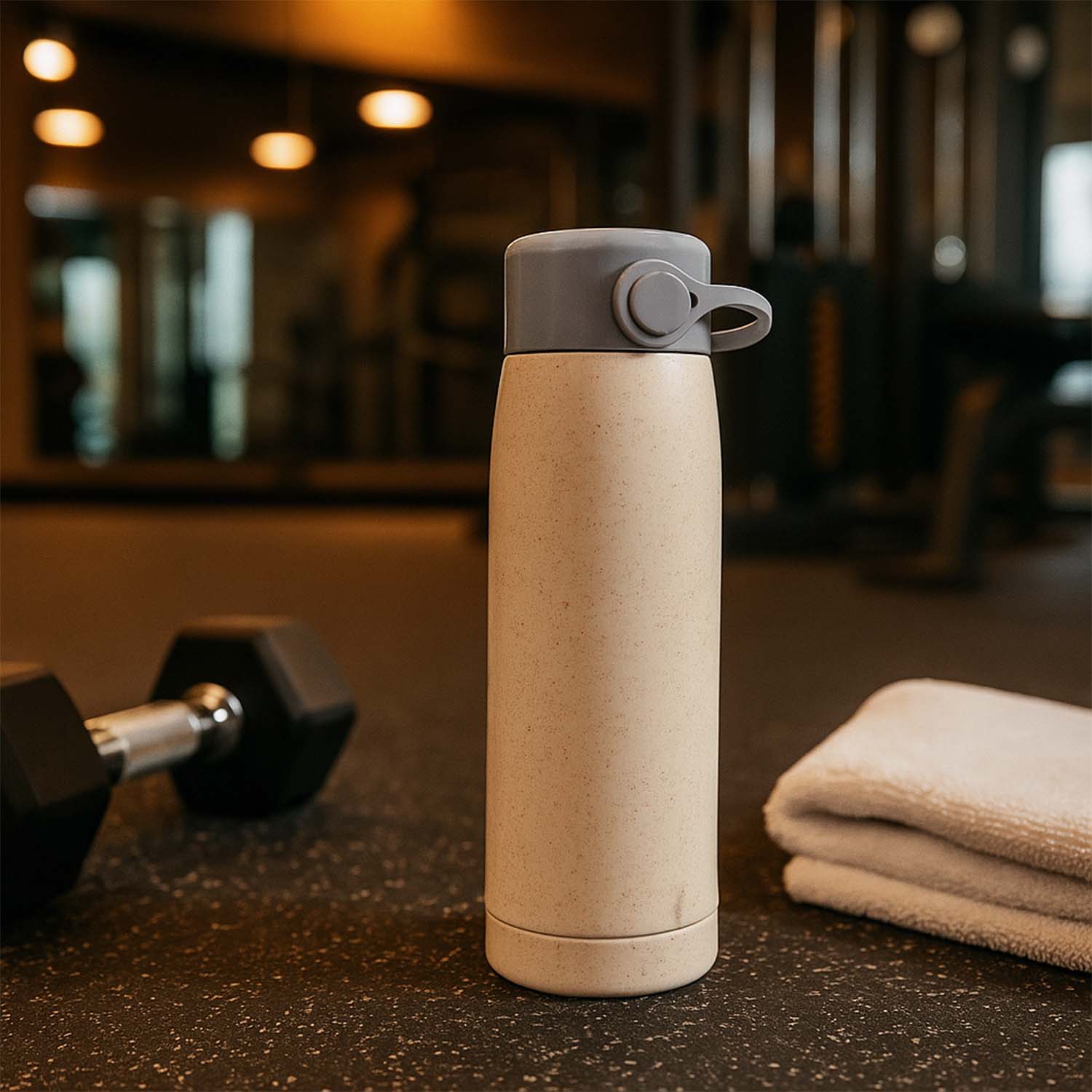 Creative Wheat Glass Water Bottle with Phone Holder (380ml) - Image 7